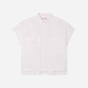 Everlane button down box shirt. White with red stripe.